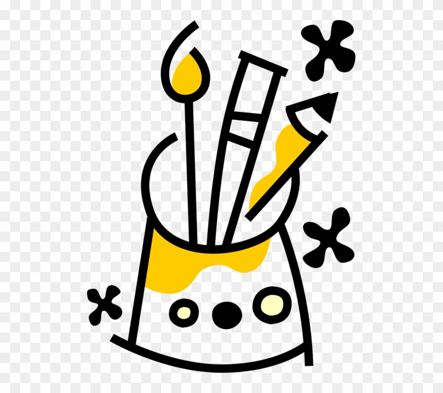 Vector Illustration Of Visual Arts Artist's Paintbrushes Clipart