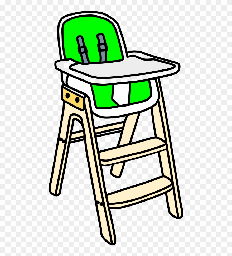High Chair, White Tray, Blond Wood, Steps, Bright Green Clipart