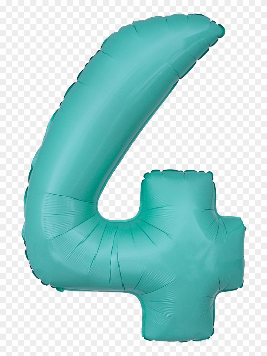 Zahl 4 Als Türkisfarben Schimmernder Folienballon Mit Clipart