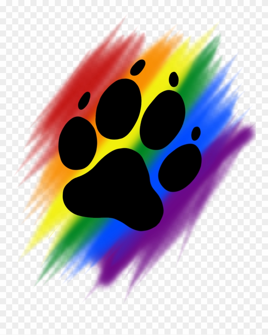 Rainbow Brush Paw Print , Png Download Clipart