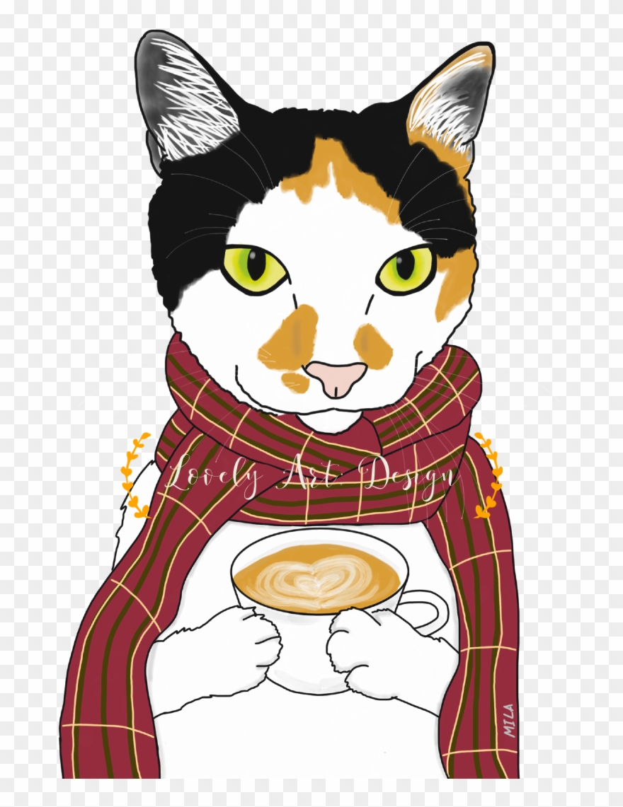 #katze #tricolorcat #cappuchino #herbst #schal #mila Clipart