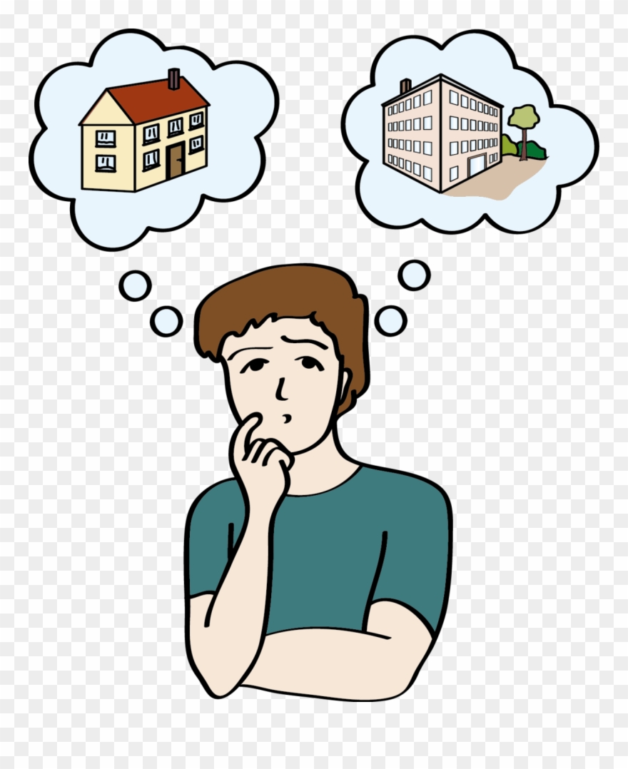 Ein Mann Denkt Darüber Nach Wie Er Gern Wohnen Möchte Clipart