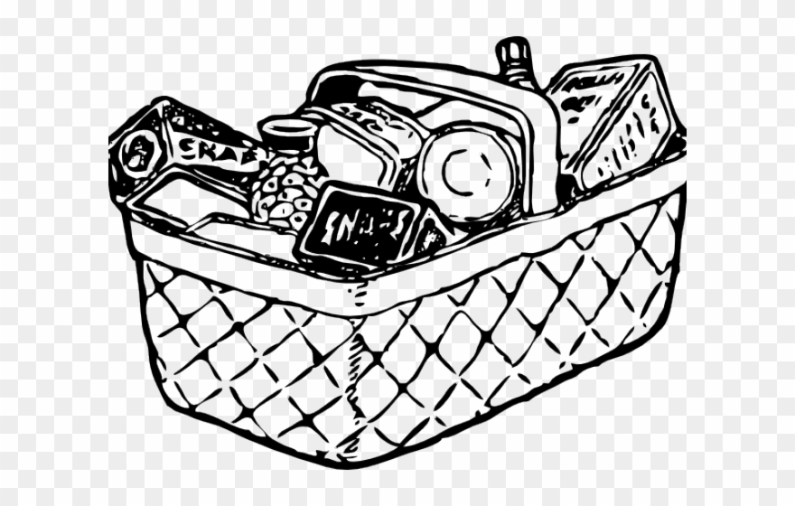 25+ Outline Picnic Basket Clipart Background