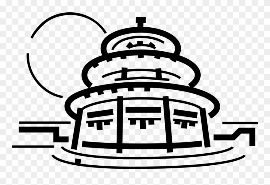 Vector Illustration Of Temple Of Heaven, Medieval Taoist Clipart