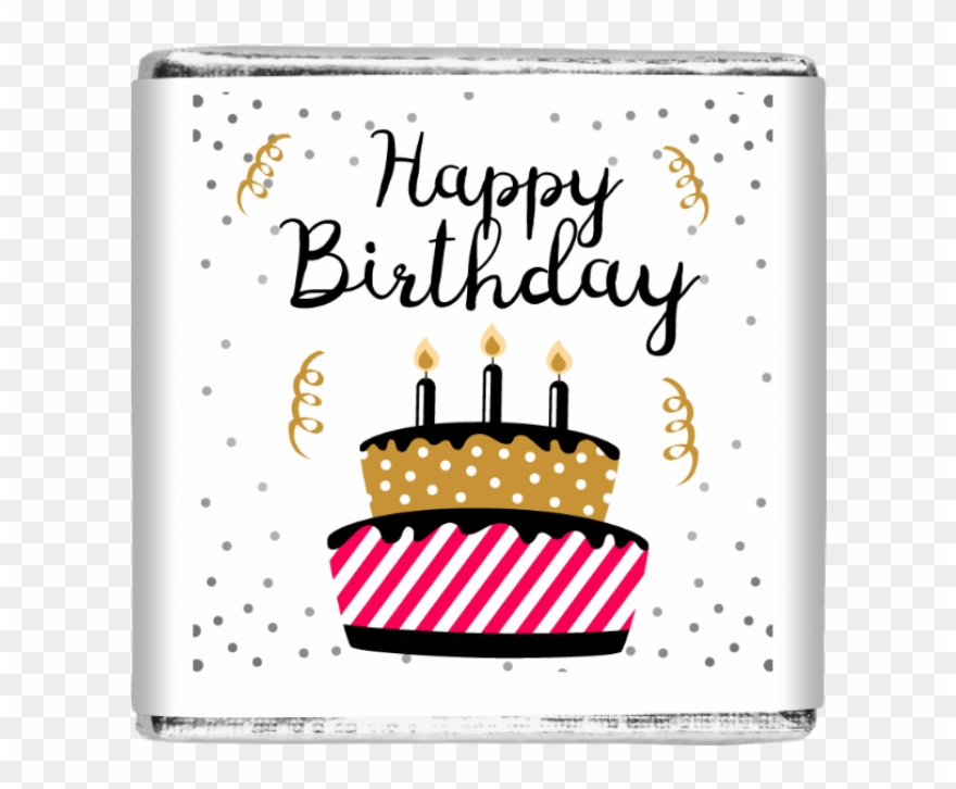 25 X Happy Birthday Black, Gold & Pink Cake Chocolate Clipart