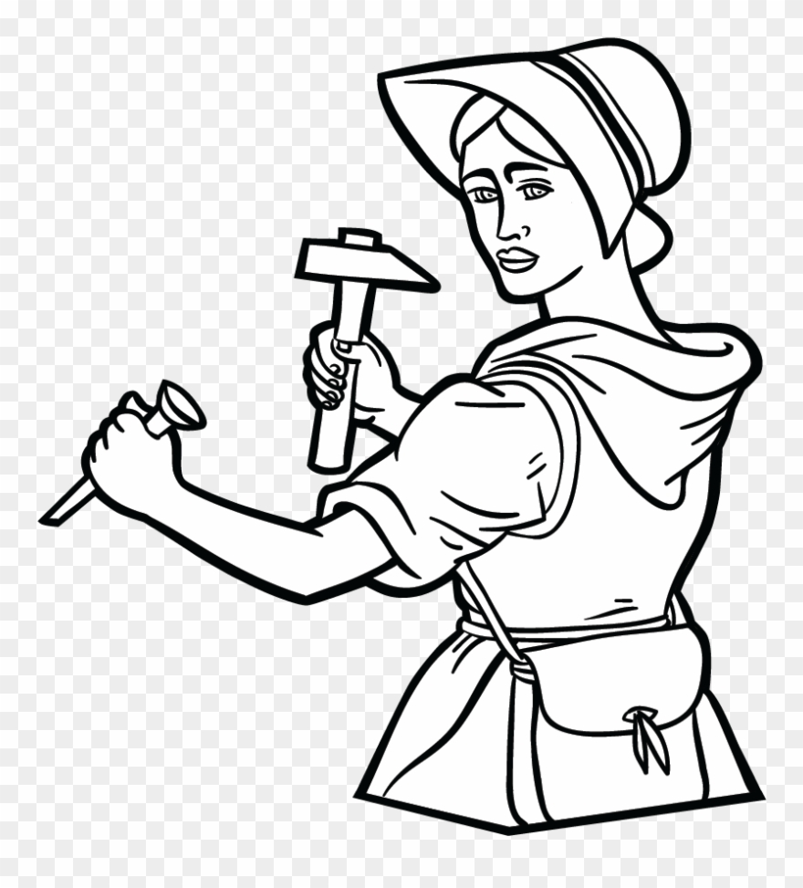 Carpenter Clipart Coloring Page - Png Download
