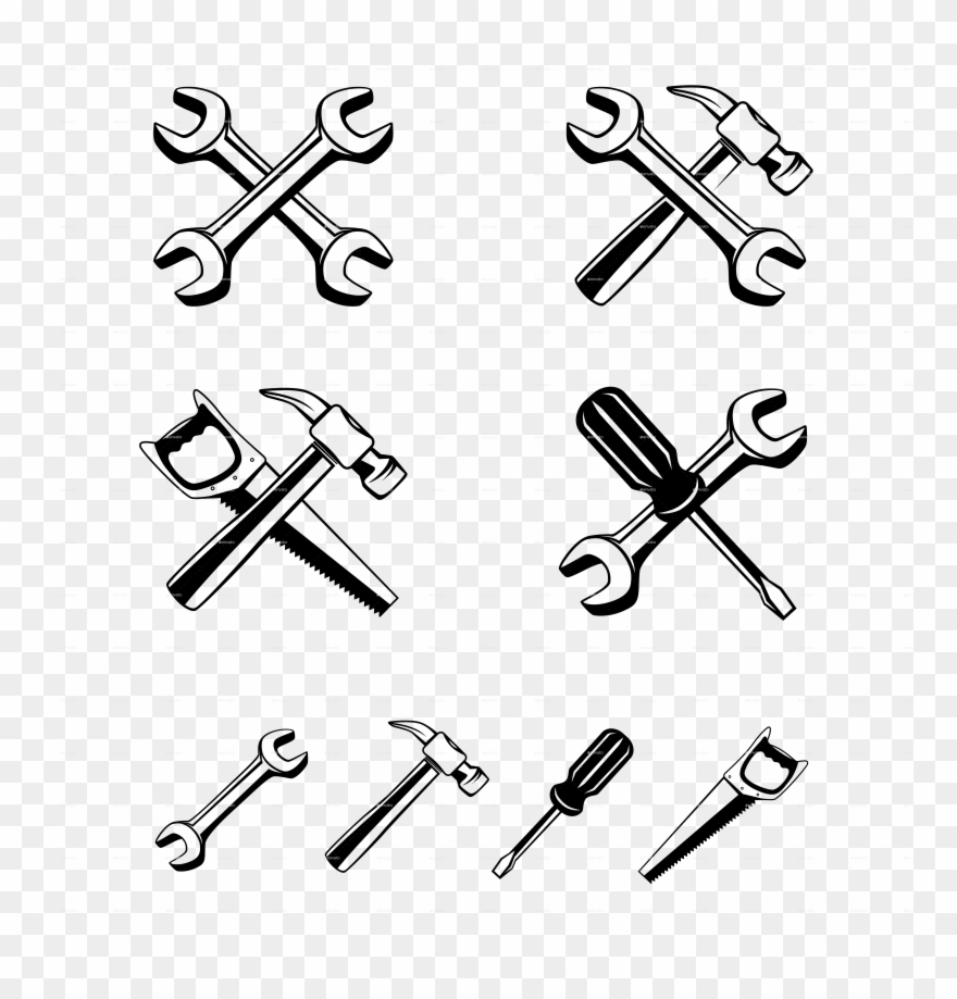 Different Tools Silhouette Icon Clipart