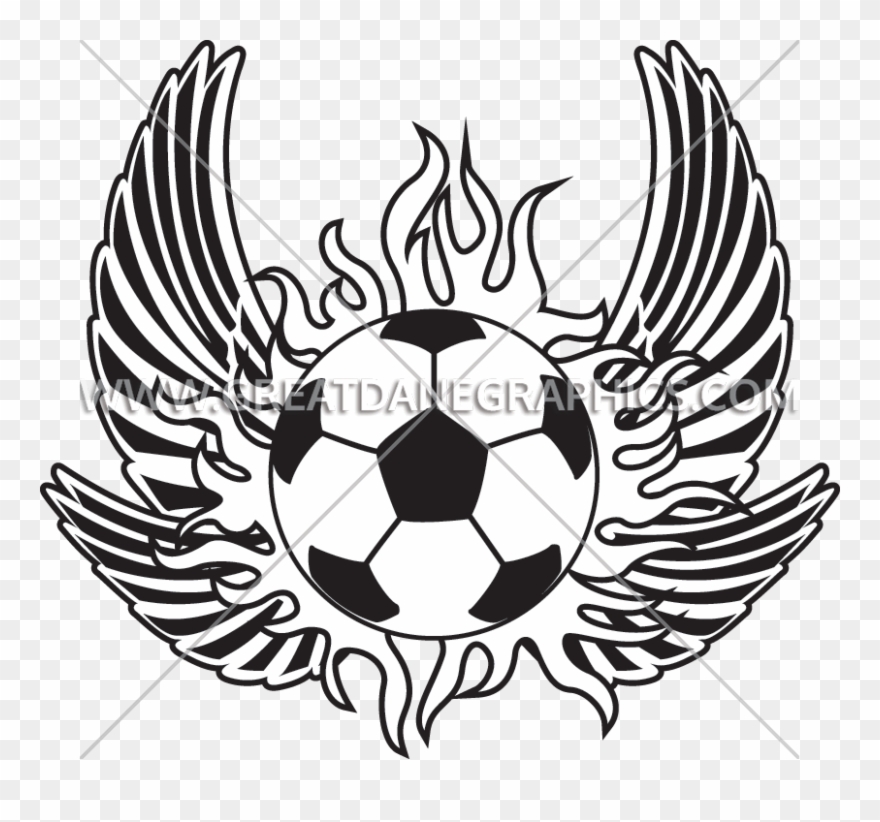 Flaming Soccer Wings Production Clipart
