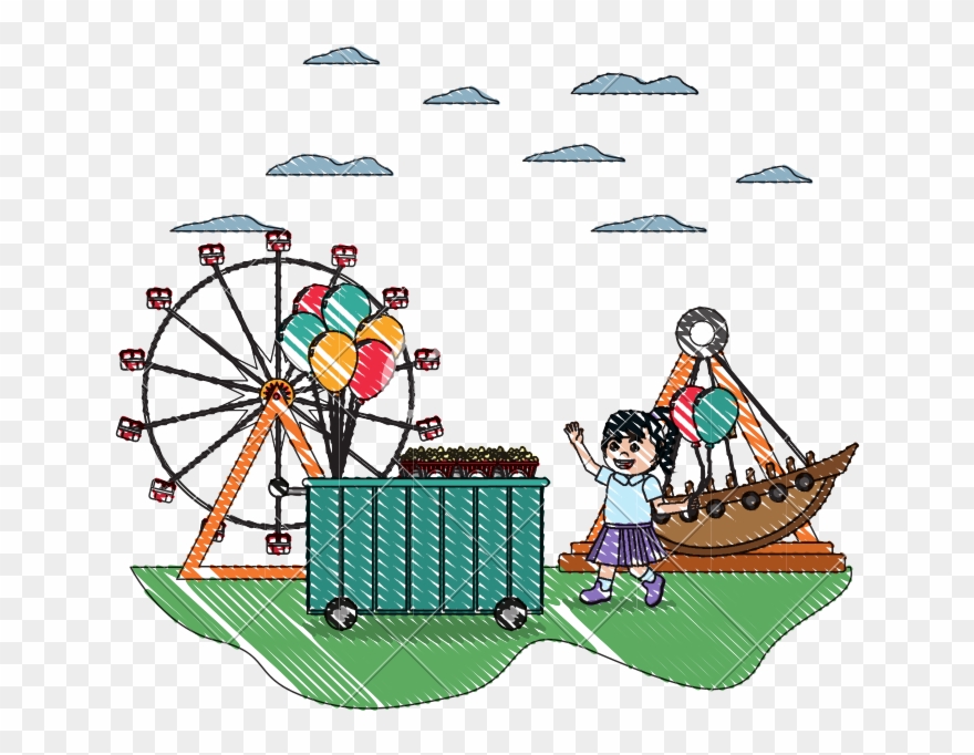 Happy Girl With Balloons Clipart