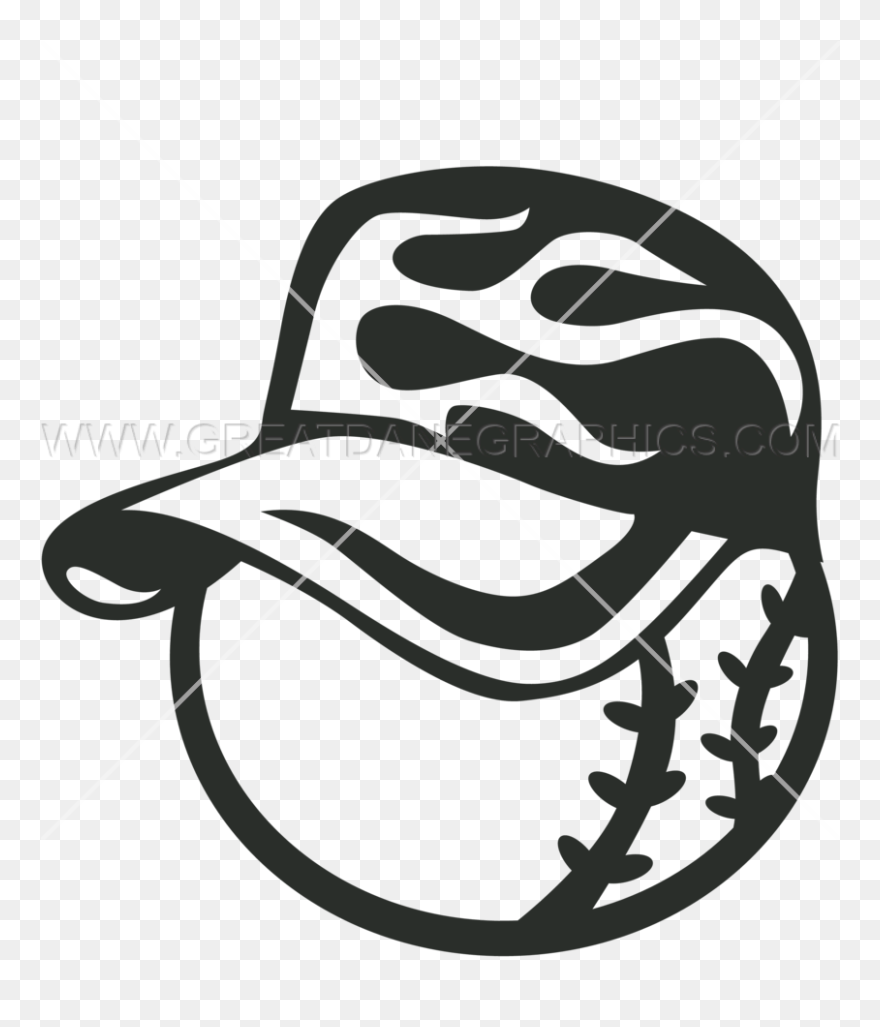 Baseball With Flamed Hat Clipart