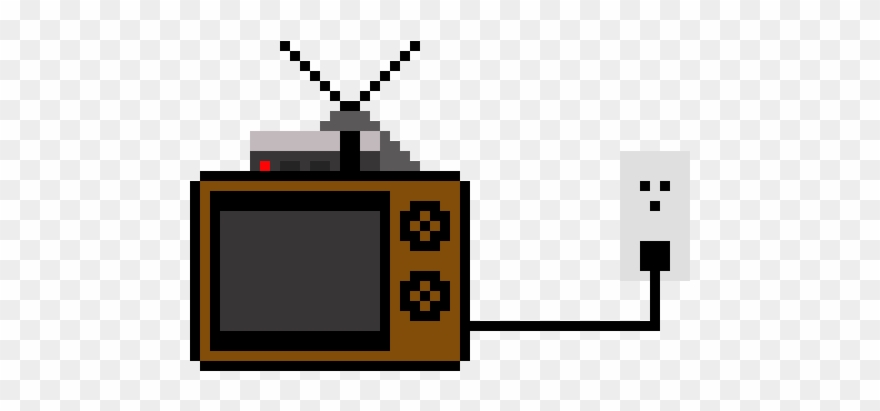 Old Tv W/ Nes Pluggued In Tha Wall Clipart