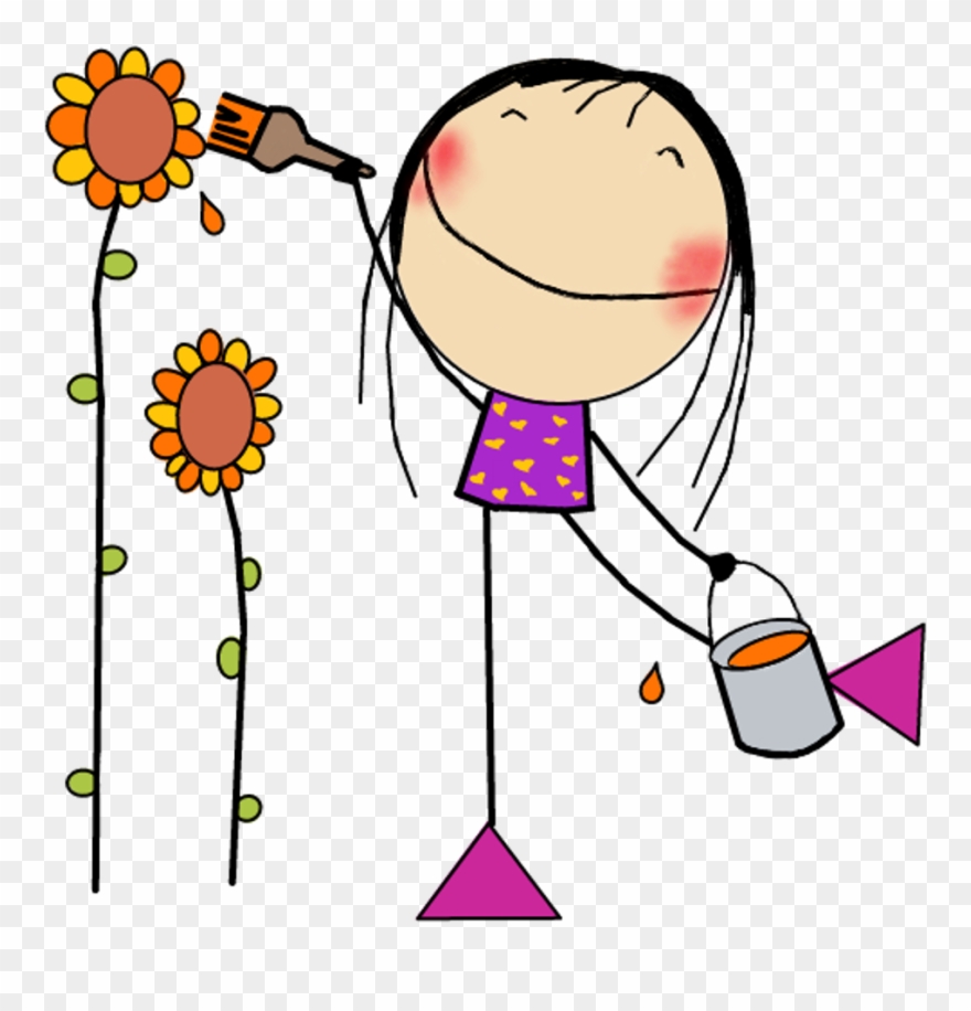 Scstickfigures Stickfigures Mydrawing Girl Flower Happy Clipart