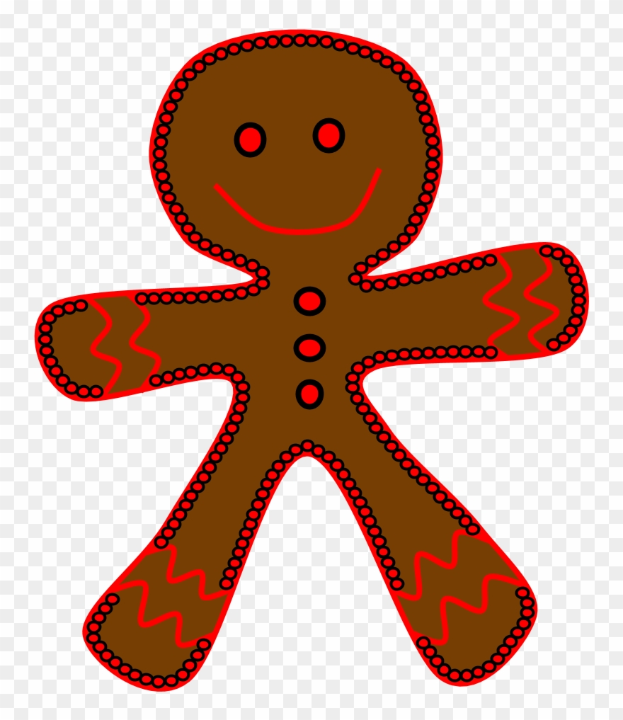 Gingerbread Man, Red Frosting Clipart