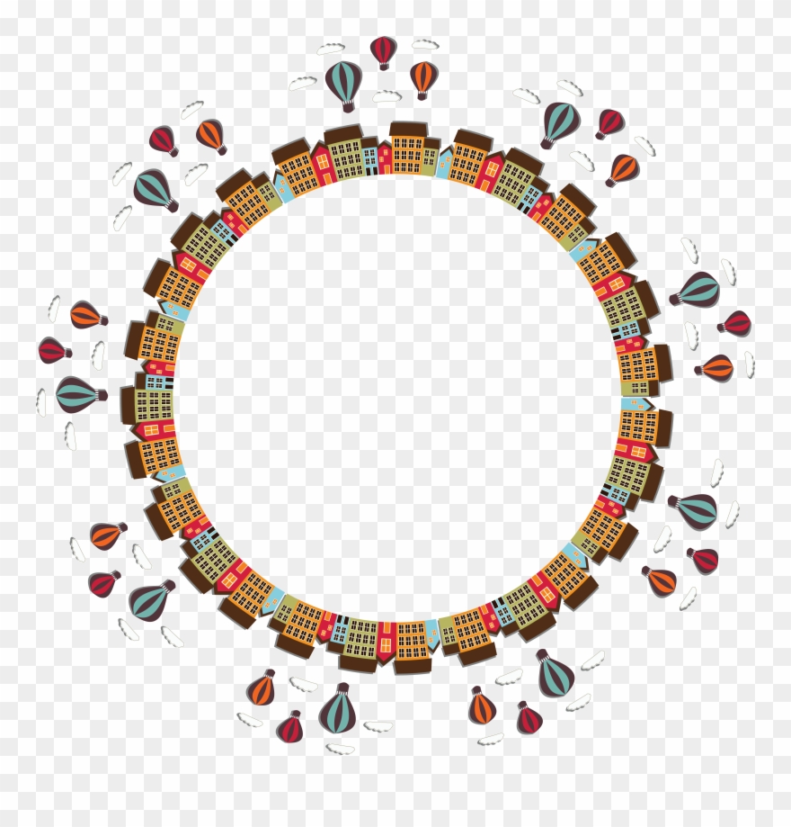 Free Clipart Of A Hot Air Balloon Festival City Frame - Png Download