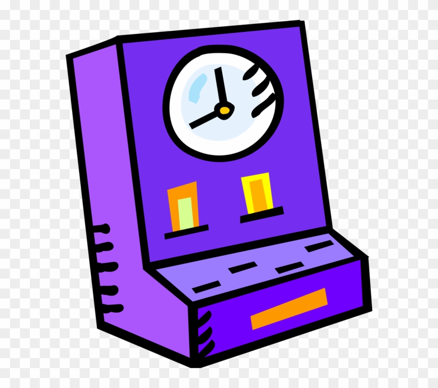 Vector Illustration Of Punch Clock Or Time Clock Tracks Clipart