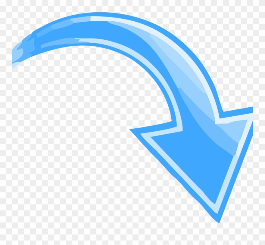 Blue Curved Arrow Pointing Down Right Clipart