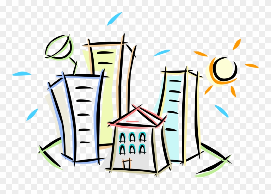 Vector Illustration Of City Urban Houses And Apartment Clipart