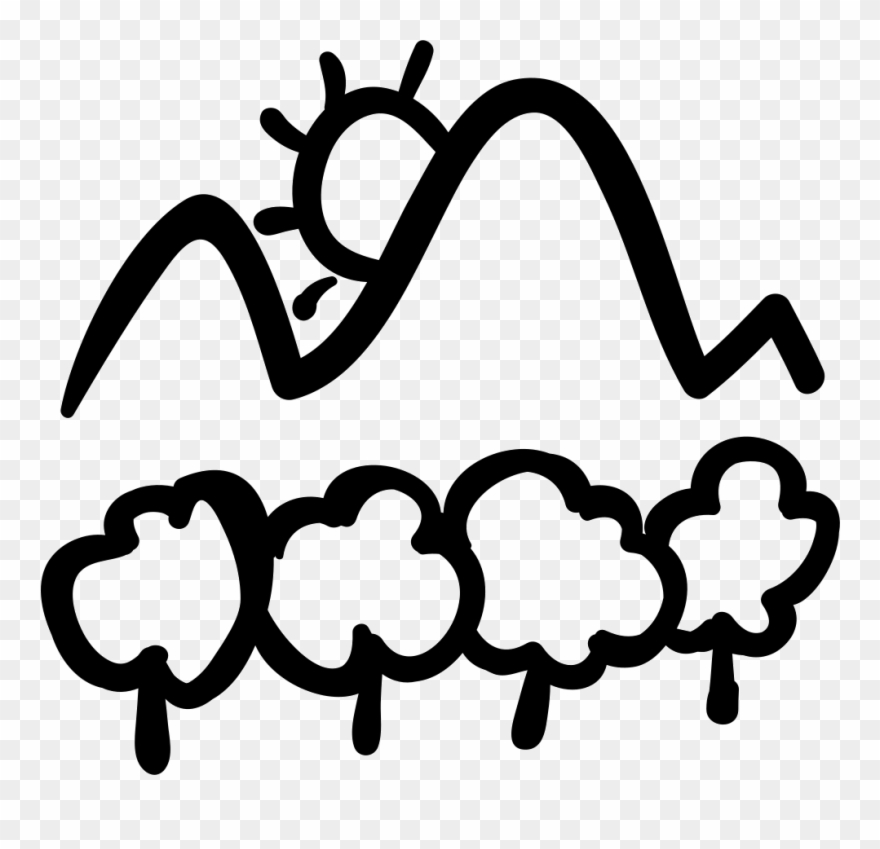 Mountain Landscape With Trees And Sun Comments Clipart