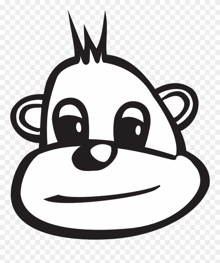 Monkey Head Black White Clipartist - Png Download