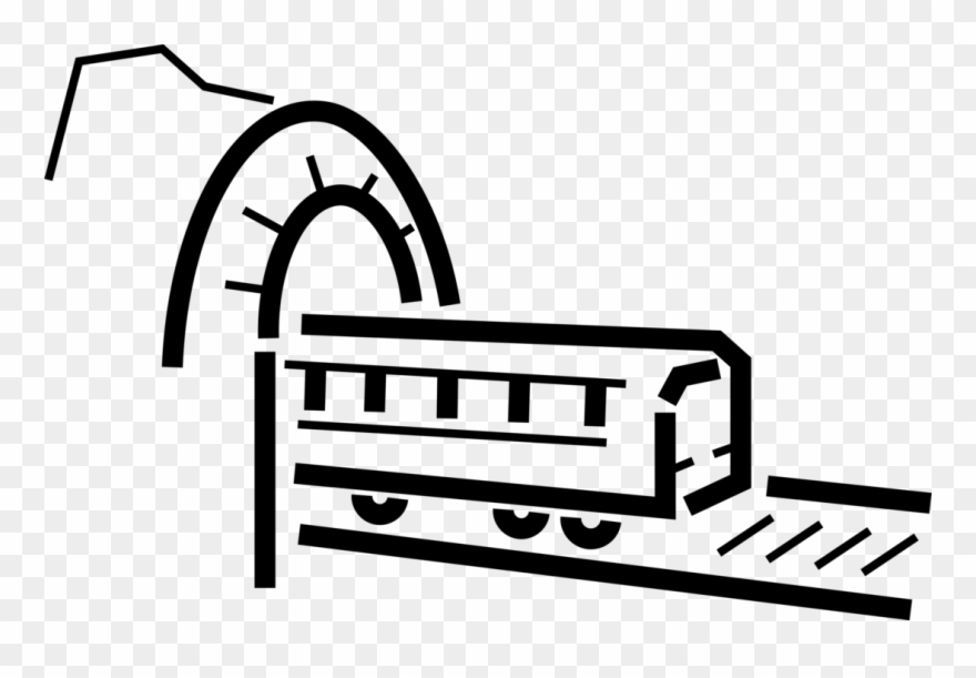 Vector Illustration Of Mountain Tunnel With Rail Transport Clipart