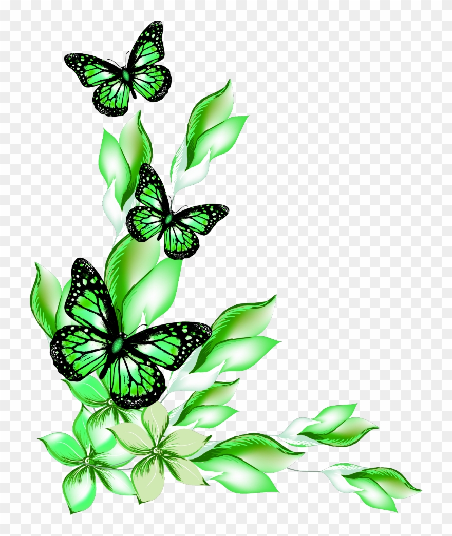 Mq Green Flowers Flower Butterfly Butterflys Clipart