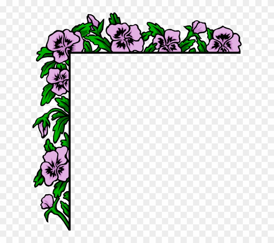 Vector Illustration Of Purple Flowers Border Clipart