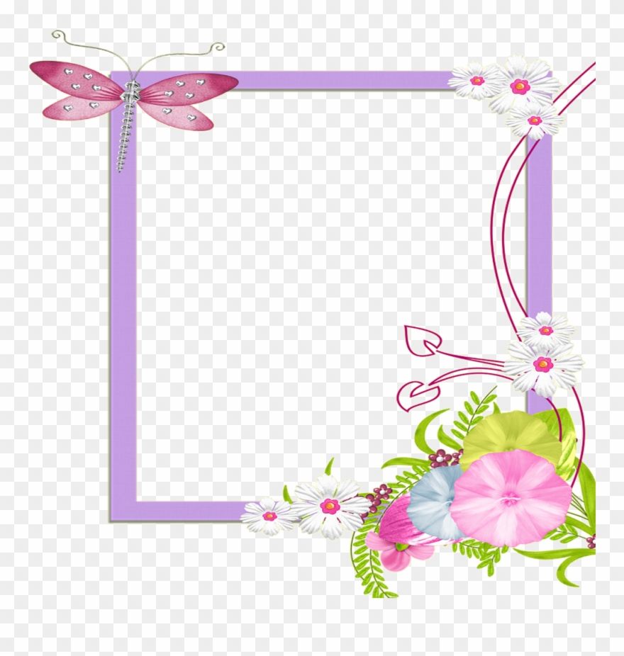 Mq Purple Flowers Frame Frames Border Borders Clipart