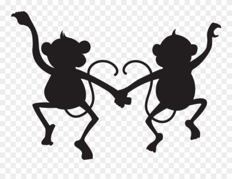 Cute Monkeys Silhouette Png Clipart