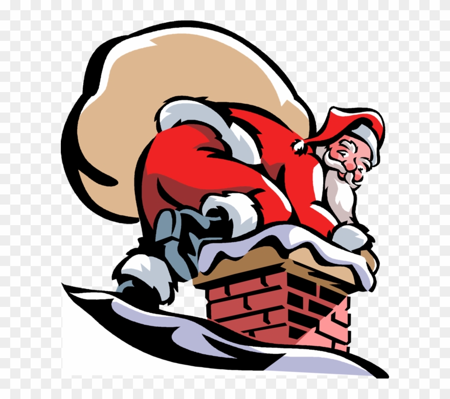 Vector Illustration Of Santa Claus Goes Down Chimney Clipart