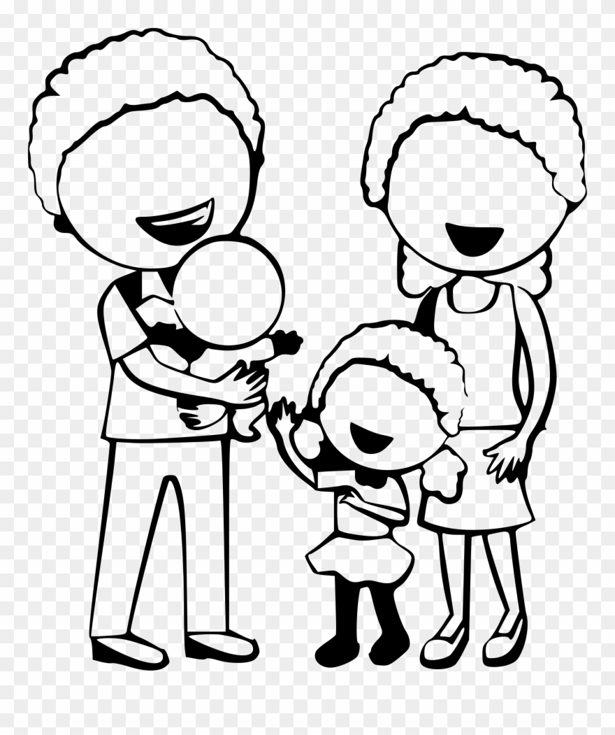 Family Clipart B/w - Png Download
