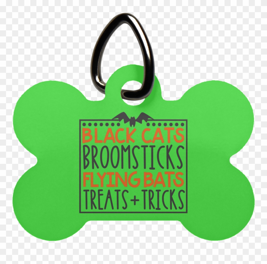 Black Cats Broomsticks Dog Bone Pet Tag- Pets Clipart