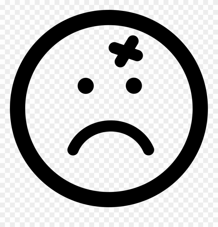 Wound Cross On Emoticon Sad Face Of Rounded Square Clipart