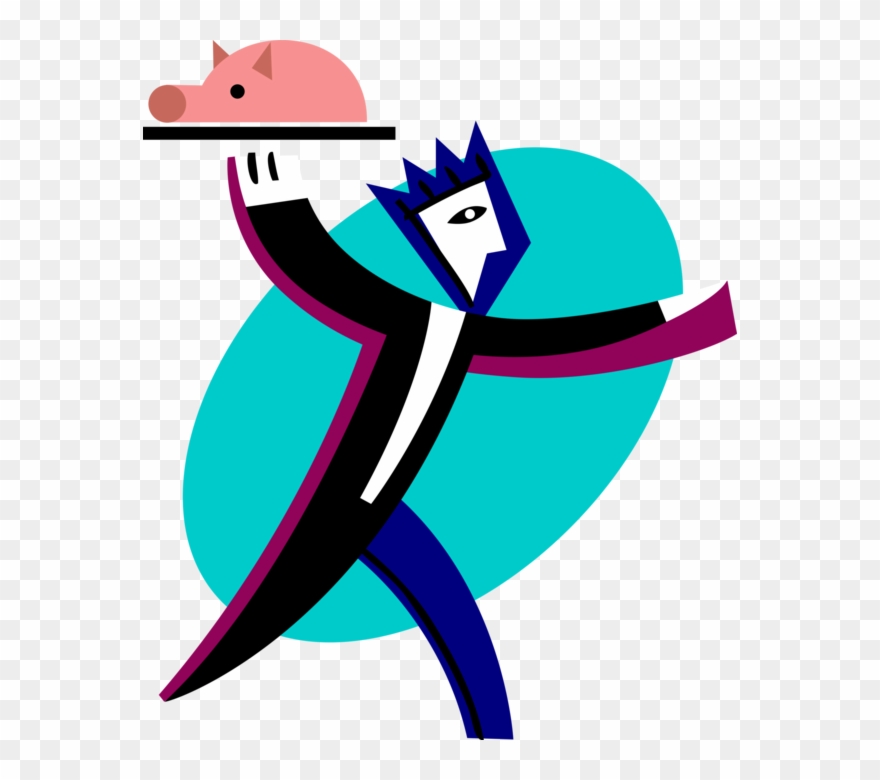 Vector Illustration Of Restaurant Maître D'hôtel Waiter Clipart