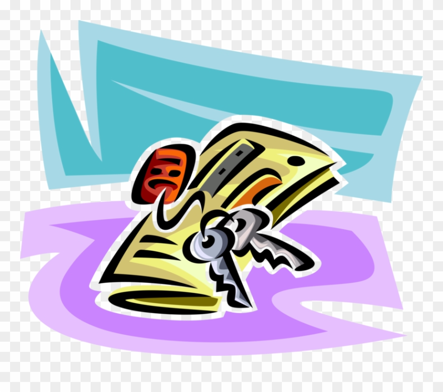 Vector Illustration Of Road Map And Car Keys On Keychain Clipart