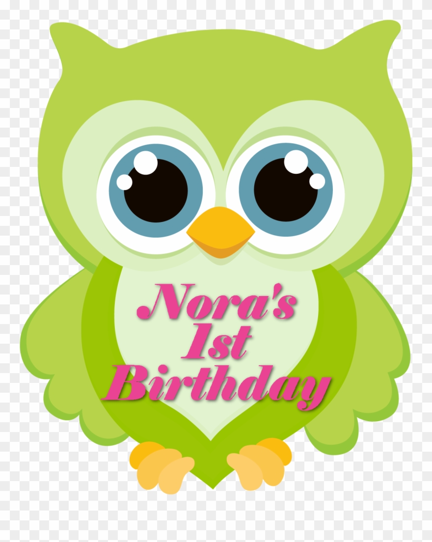 Personalized Pink And Green Owl Cupcake Toppers, Woodland Clipart