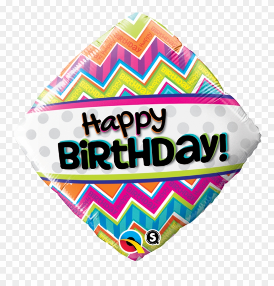 Happy Birthday Zig Zag Diamond Foil Balloon Clipart