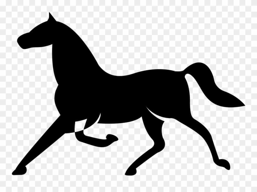 Horse Of Thin Black Shape In Running Clipart