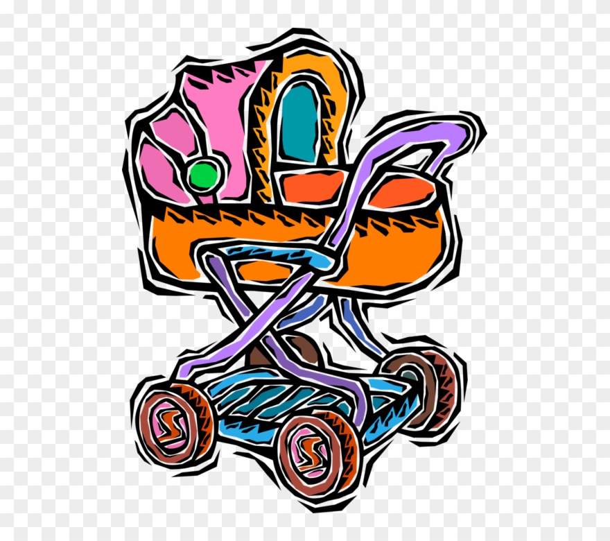 Vector Illustration Of Baby Carriage Pram Stroller Clipart