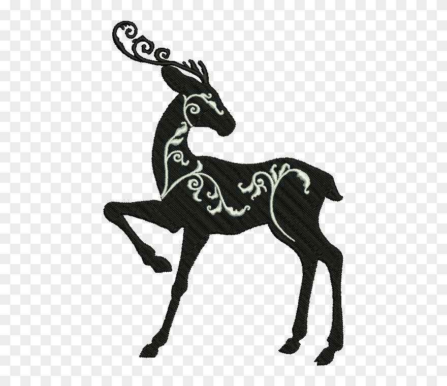 Reindeer Christmas Silhouette Label Clipart