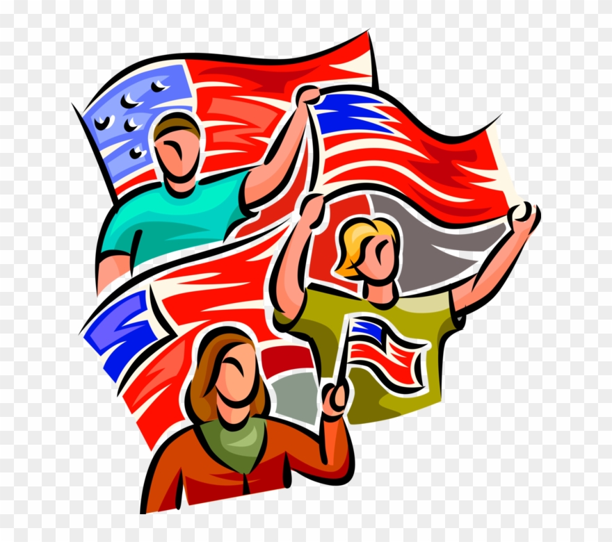 Vector Illustration Of American Patriots Proudly Waving Clipart