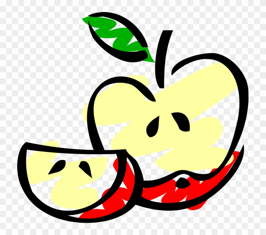 Vector Illustration Of Sliced Apple Pomaceous Edible Clipart