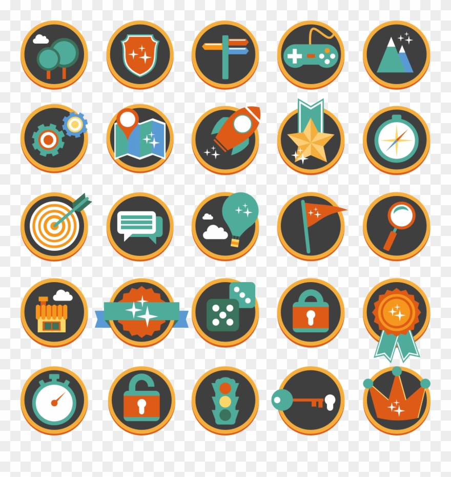 Flat Gamification Icons Clipart