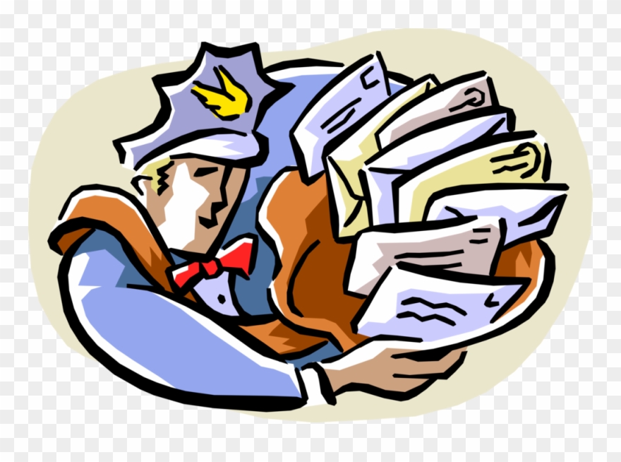 Vector Illustration Of Post Office Mailman Delivers Clipart