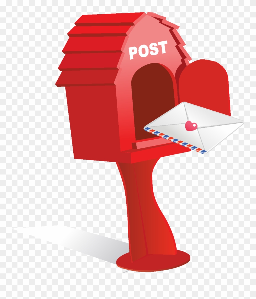 Vector Hand Drawn Red Mail Box Clipart