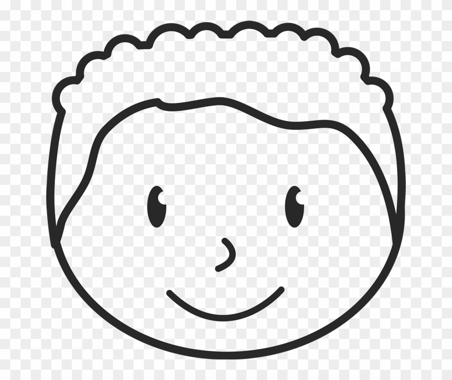 Boy Face With Curly Hair Rubber Stamp Clipart