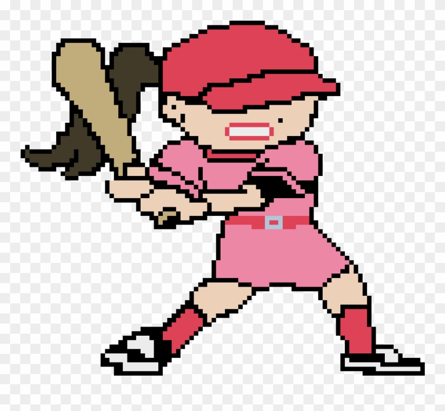 Batter Girl White Dark Brown Hair Clipart