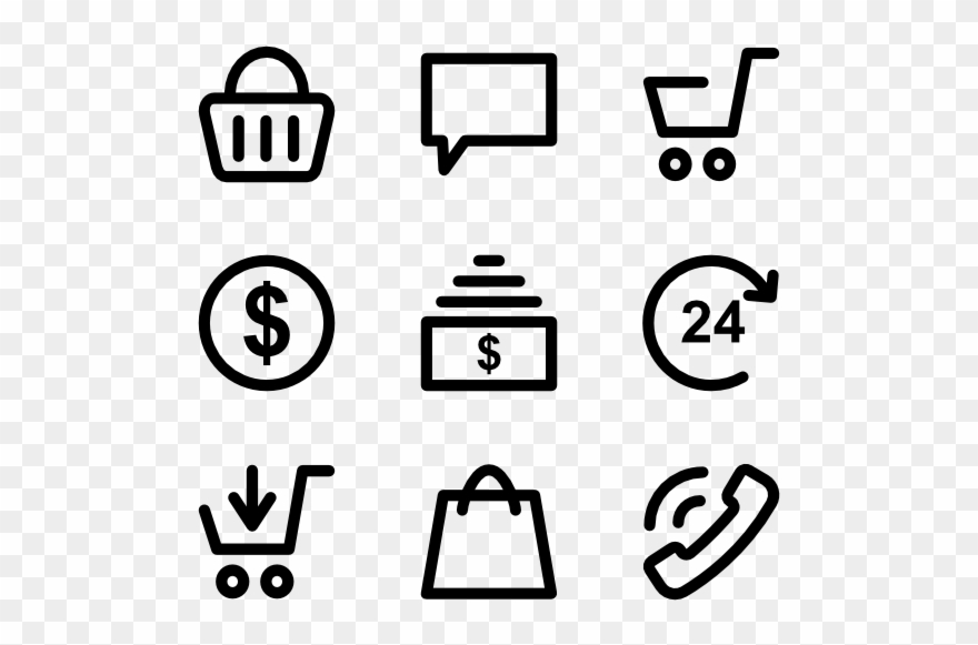 Bold Outlined Shopping Elements Clipart