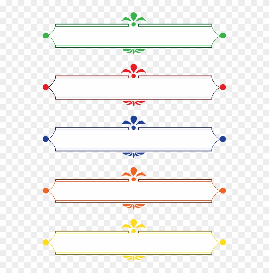 Free Clipart Of 5 Banners With Shell Like Decoration - Png Download