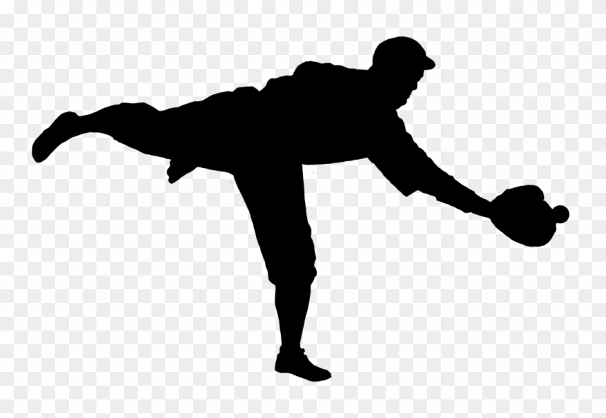 Clip Art Black And White Download Silhouette Of Player - Baseball Player Silhouette Png Transparent Png