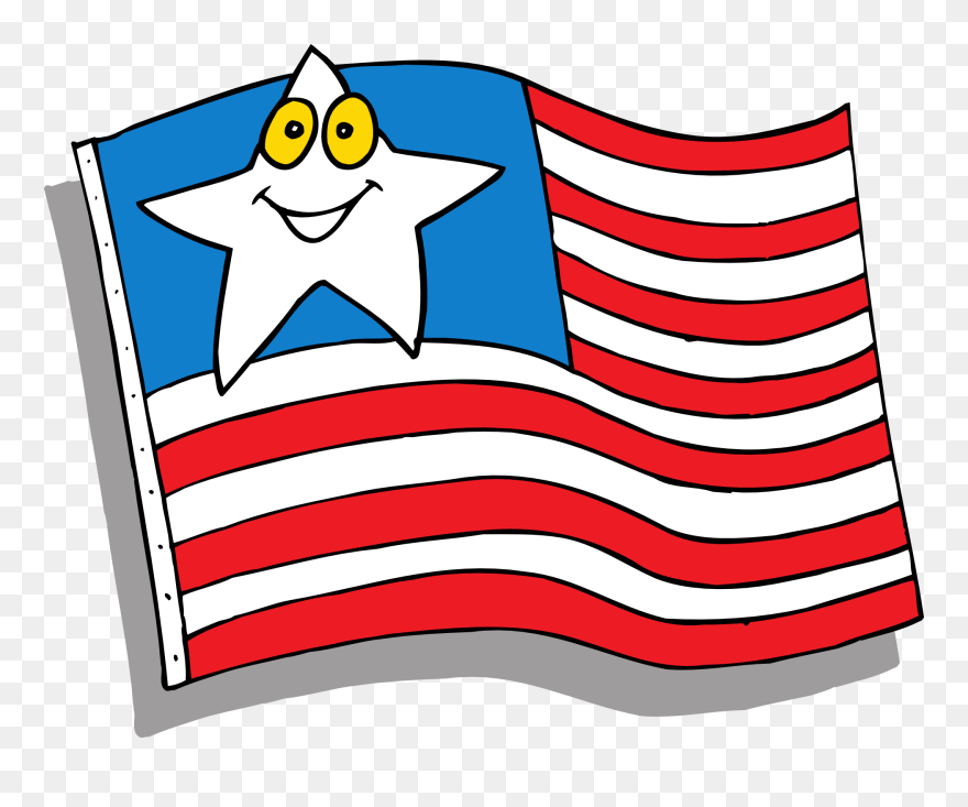 Cartoon American Flag Flag Star Face Cartoon American - Usa Flag Cartoon Png Clipart